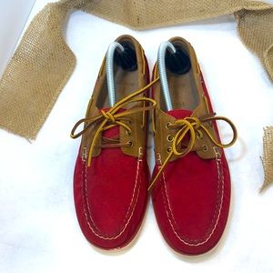 POLO Ralph Lauren Mens Red, Suede Boat Loafers Size 10D